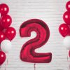 Number Red Red Number 2 Foil Balloon 92 cm