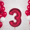 Number Red Red number 3 foil balloon 92 cm