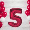 Number Red Red number 5 foil balloon 92 cm