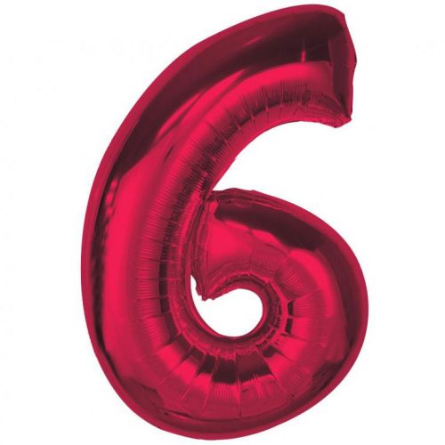 Number Red Red number 6 foil balloon 92 cm