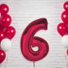 Number Red Red number 6 foil balloon 92 cm