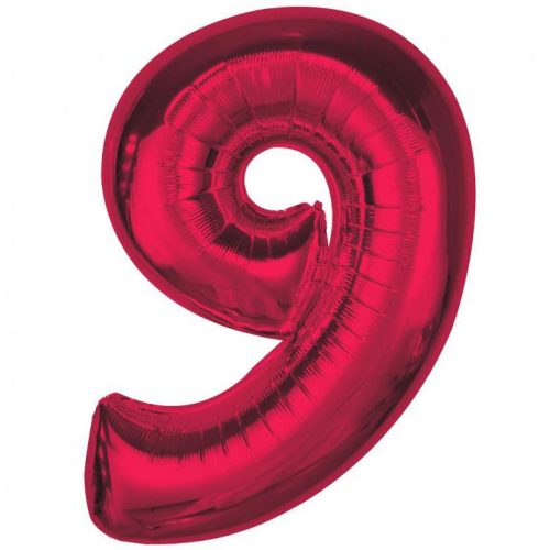 Number Red Red Number 9 Foil Balloon 92 cm