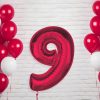 Number Red Red Number 9 Foil Balloon 92 cm