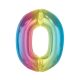 Number Rainbow Colorful number 0 foil balloon 92 cm