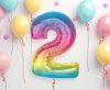 Number Rainbow Colorful Number 2 Foil Balloon 92 cm