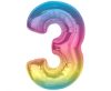 Number Rainbow Colorful Number 3 Foil Balloon 92 cm