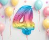 Number Rainbow Colorful Number 4 Foil Balloon 92 cm