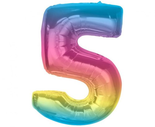 Number Rainbow Colorful number 5 foil balloon 92 cm