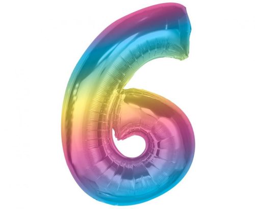 Number Rainbow Colorful number 6 foil balloon 92 cm