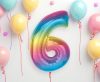 Number Rainbow Colorful number 6 foil balloon 92 cm