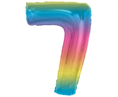 Number Rainbow Colorful Number 7 Foil Balloon 92 cm