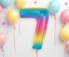 Number Rainbow Colorful Number 7 Foil Balloon 92 cm