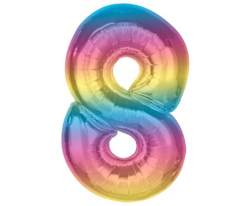 Number Rainbow Colorful number 8 foil balloon 92 cm