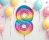 Number Rainbow Colorful number 8 foil balloon 92 cm