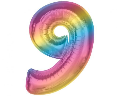 Number Rainbow Colorful number 9 foil balloon 92 cm