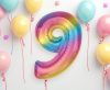 Number Rainbow Colorful number 9 foil balloon 92 cm