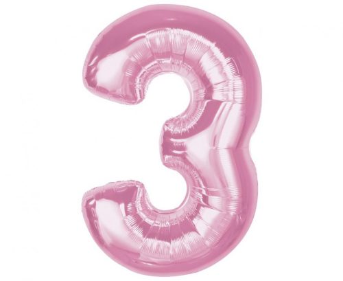 Number Light Pink Pink Number 3 Foil Balloon 92 cm