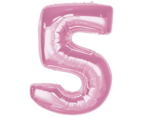 Number Light Pink Pink Number 5 Foil Balloon 92 cm