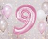 Number Light Pink Pink Number 9 Foil Balloon 92 cm