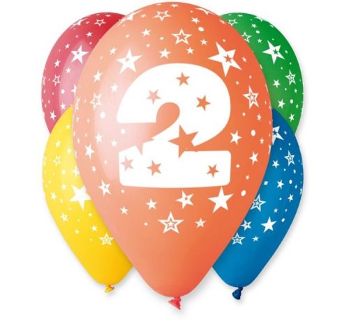 Happy Birthday Star Happy Birthday 2 balloons, set of 5 balloons - 12 inch (30cm)