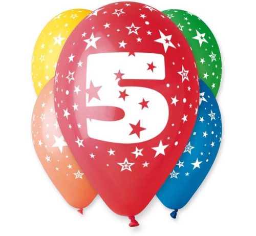 Happy Birthday Star Happy Birthday 5 balloons, 5 pcs 12 inches (30cm)