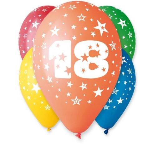 Happy Birthday Happy Birthday 18 Star balloon, 5 pcs 12 inch (30cm)