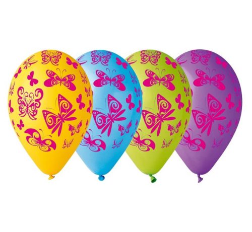 Happy Birthday Butterflies, Balloon, 5 pcs 12 inch (30cm)