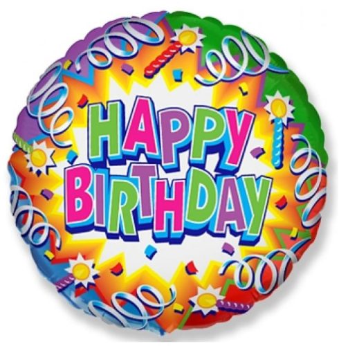 Happy Birthday Streamers Happy Birthday foil balloon 46 cm (WP)