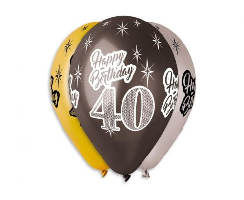 Happy Birthday Happy Birthday 40 Metallic Balloon, 6 pcs 12 inch (30 cm)