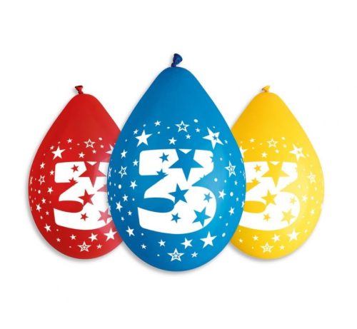 Happy Birthday Star Happy Birthday 3 hanging balloons, 5 pcs 12 inch (30 cm)