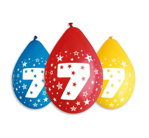 Happy Birthday Star Happy Birthday 7 hanging balloons, set of 5 balloons, 12 inch (30 cm)