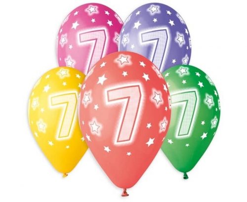 Happy Birthday Star Happy Birthday 7 Balloons, Pack of 5, 13 inch (33 cm)