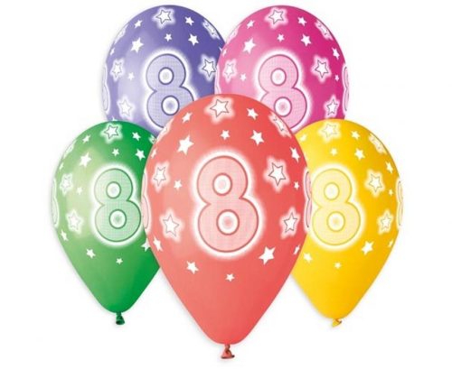 Happy Birthday Star Happy Birthday 8 balloons, 5 pcs 13 inch (33 cm)