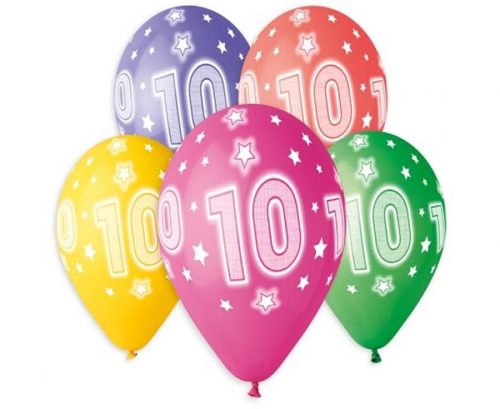 Happy Birthday Star Happy Birthday 10 balloons, pack of 5 balloons 13 inch (33 cm)