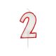 Number Red Outline Glitter Red Number 2 Candle, Cake Candle