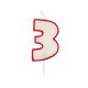 Number Red Outline Glitter Red number 3 candle, cake candle