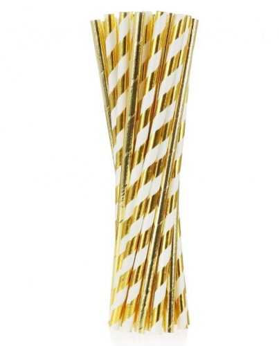 Colour Mix Gold Paper Straw, Pack of 24