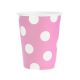 Colour Pink Polka Dots Pink paper cup set of 6, 270 ml