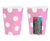 Colour Pink Polka Dots Pink paper cup set of 6, 270 ml