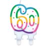 Colour Rainbow Dots birthday candle, number candle 60