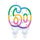 Colour Rainbow Dots birthday candle, number candle 60