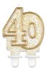 Colour Gold Gold glitter number 40 cake candle