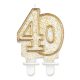 Colour Gold Gold glitter number 40 cake candle