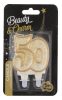 Colour Gold Gold glitter number candle 50