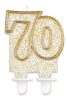 Colour Gold Golden Glitter Number 70 Birthday Candle