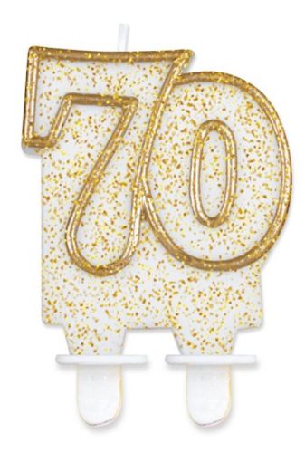 Colour Gold Golden Glitter Number 70 Birthday Candle