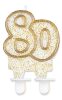 Colour Gold Gold glitter 80th birthday candle, numeral candle