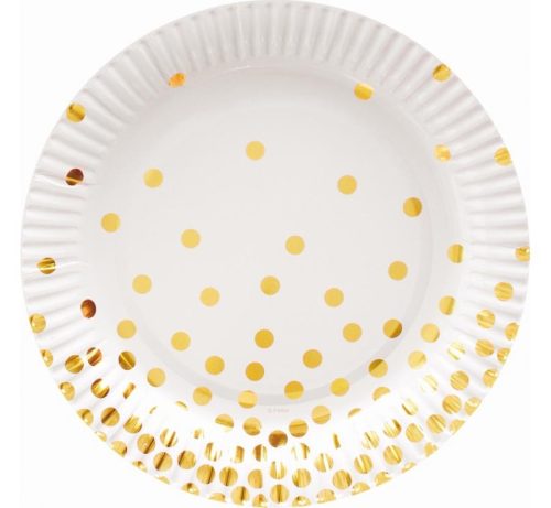 Colour Gold Dots Gold Polka Dot Paper Plate 6 pcs 18 cm