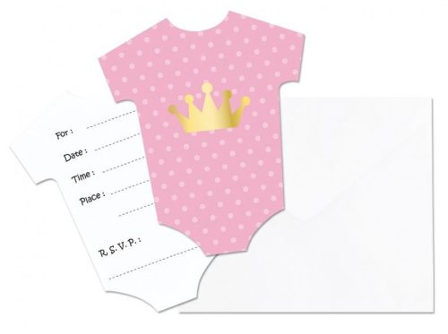 Baby Little Girl Pink Invitation Set of 6 pcs