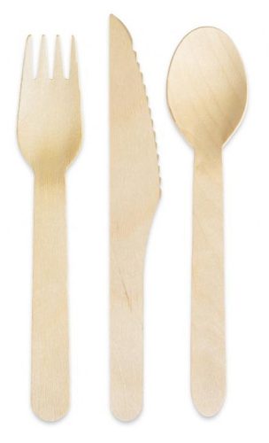 Party Wooden Wooden Cutlery Set 6 Pieces